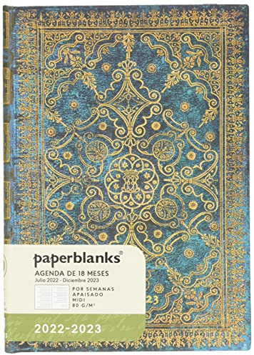 Paperblanks Terminplaner für 18 Monate 2022-2023 Azur | Querformat | Midi (130 x 180 mm)