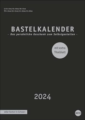 Bastelkalender 2024 Premium schwarz A4. Blanko-Kalender zum Basteln mit extra Titelblatt für eine persönliche Gestaltung. Foto- und Bastelkalender 2024.