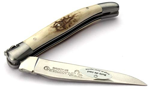 Laguiole en Aubrac Taschenmesser L0211BCIF 11 cm, Griffschalen Hirschhorn, Klinge 9 cm matt, Backen matt