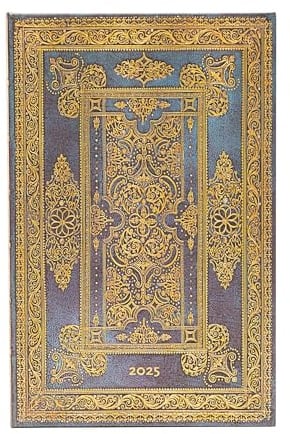 Paperblanks 12-Monatskalender 2025, Blue Luxe, Maxi, Vertikal, Elastikband-Verschluss