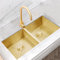 Fregadero De Cocina Dorado Fregadero Bajo Encimera Fregadero Doble Grande Fregadero De Acero Inoxidable Grifo Dorado Accesorios Incluidos (S : 80x45x21cm)