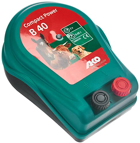 AKO Compact Power B 40, Weidezaungerät Classic, 2 x 1,5 V Monozellenbatteriegerät, Input Joule: 0.07 J, max. Spannung: 7.000 V, für Zäune bis: 200m, 5 Jahre, Made in Germany