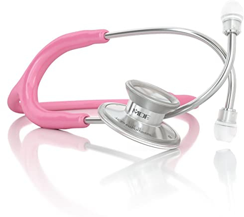 MDF Instruments MDF747XP-01 Acoustica® Deluxe, Fonendoscopio ligero de doble cabeza - Garantía de por vida & Programa-piezas-gratuitas-de-por-vida, Rosa