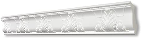 Decosa Stuckleiste G24 Geraldine - Deckenleiste in Weiß - 1 Leiste à 2 m Länge = 2 m - Zierleiste aus Styropor 53 x 53 mm - Für Decke oder Wand