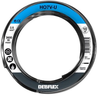 Debflex 111323 HO7V-U - Bobina (2,5 mm², 10 m), color negro