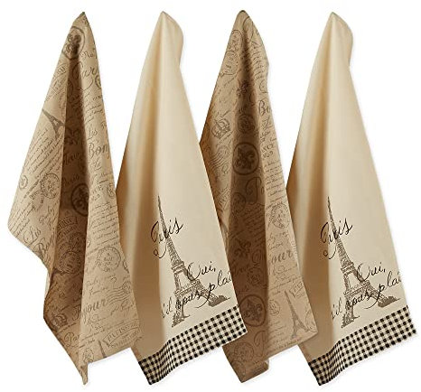 DII French Jacquard Geschirrtücher aus Baumwolle, 3er-Set, dekorative Geschirrtücher für den täglichen Gebrauch, Küche Kochen und Backen, französische Macarons