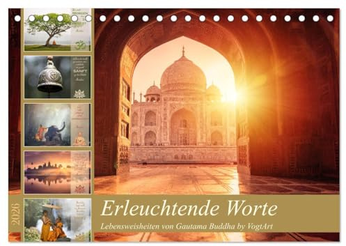 Erleuchtende Worte, Lebensweisheiten von Gautama Buddha by VogtArt (Tischkalender 2026 DIN A5 quer), CALVENDO Monatskalender: Weisheiten und Zitate von Buddha (CALVENDO Wissen)