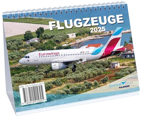 Flugzeugkalender 2025 Tischkalender im DIN A5 Format Flugzeug Kalender für Planespotter Luftfahrt Flugzeuge von Airbus und Boeing als Geschenk zu Weihnachten oder Geburtstagsgeschenk