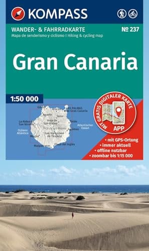 KOMPASS Wanderkarte 237 Gran Canaria 1:50.000: Wander- und Fahrradkarte in einem - inklusive Offline-Verwendung in der KOMPASS-App. Wander-& Radwege.