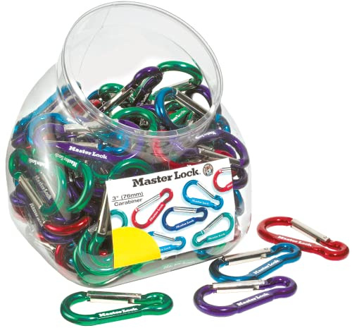 Master Lock Carabiner Hooks Bowl of 100 Pieces - Assorted Colours