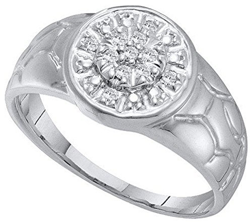 Dazzlingrock Collection 0,12 Karat (ctw) 10K runder weißer Diamant Herren-Clusterring Ehering Weißgold Weißgold, Weißgold