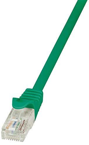 LogiLink CP1025U RJ45 Netzwerkkabel, Patchkabel CAT 5e U/UTP 0.50m Gruen mit Rastnasenschutz, 10 Stück