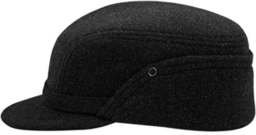 Sterkowski Sawyer Skimütze | Wolle und Kaschmir Schiebermütze für Herren | Winterkappe Mit Ohrenschutz | Trapper Mütze Winter Army Cap 57 Anthrazit