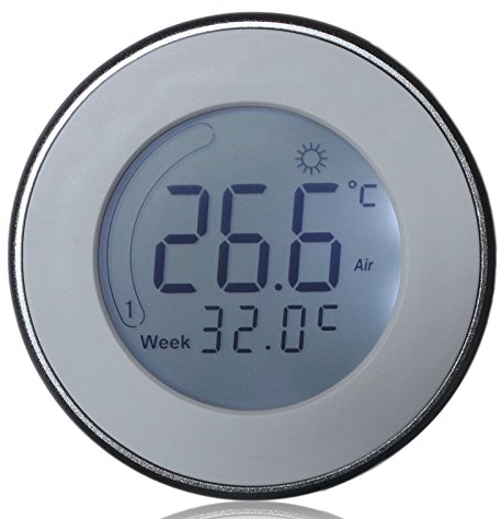 SM-PC® Raumthermostat mit Dreh-/Drück-Bedienung Aufputz + Unterputz Montage Wochenprogramm ALU Silber #a57