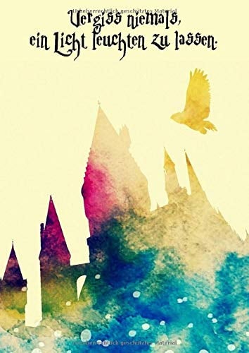 Vergiss niemals, ein Licht leuchten zu lassen.: Schreiblernheft - 150 Seiten (Din A4/ Softcover) - magisches Zauberbuch mit Schloss, Eule & Spruch - ... Frauen & Mädchen / Kinder geeignet - günstig