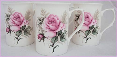 Majestic Rose Mugs Set of 6 Fine Bone China Roses Mugs Hand Decorated in The UK Free UK Delivery