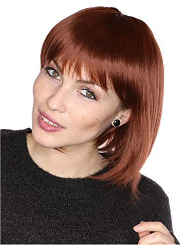 Prettyland Damen Braun kurze matte natürliche wie Echthaar kurzhaar BOB-Schnitt glatte Perücke brown short Wig C1920
