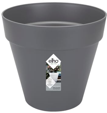 elho Loft Urban Rund 25 - Blumentopf für Außen - 100% recyceltem Plastik - Ø 24.5 x H 22.0 cm - Schwarz/Anthrazit