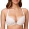 DOBREVA Women's Push Up Front Fastening Bras Racer Back Lace Padded Plunge Underwired Bra Coconut White 38B
