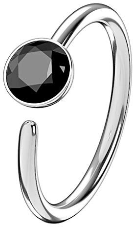 Piercingfaktor Piercing Ring Septum Tragus Helix Ohr Nase Lippe Brust Intim Nasenpiercing Nasenring Ohrpiercing Schild Clicker mit Strass Kristall Silber Schwarz 8mm x 0,8mm