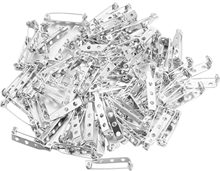 Winomo Verschluss für die Rückseite von Broschen und Ansteckern, 25 mm, sichere Anstecknadel, silberfarben, 100 Stück