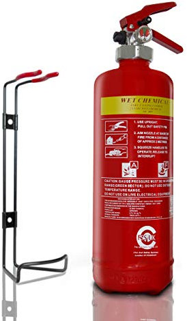 FSS UK Premium 2 Litre Wet Chemical FIRE Extinguisher. Ideal for Commercial Kitchen, Restaurants Pubs Bars Cooking Fires. 2 L LTR Wet Multi Chem 8A 70B 25F