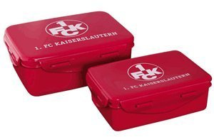 Brauns 1. FC Kaiserslautern Brotdosen Clip & Close 2er-Set, rot, 18038 by Brauns