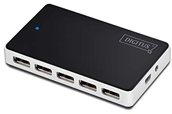 DIGITUS DIGITION USB HUB - 10 Puertos - USB de alta velocidad 2.0 - 480 Mbps - Plug & Play - Cable de conexión 100 cm - Negro