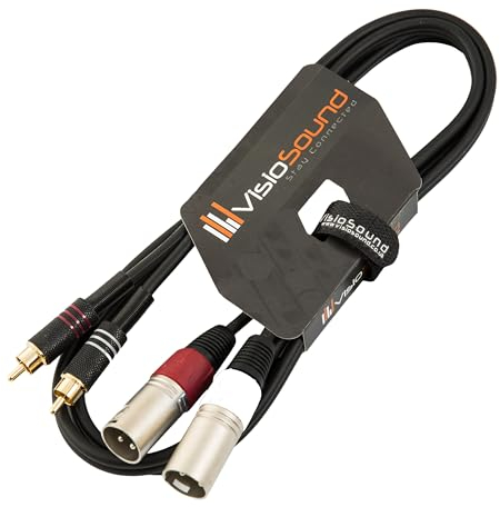 2 x Male XLR to 2 x RCA Gold Phono Plug Twin Lead/Audio Signal Patch Cable 1.5m