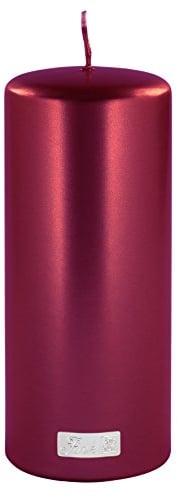 Fink Candle/Stumpenk, metallic dunkelrot,get./H.20,D.8