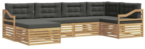 vidaXL Outdoor-Sofagarnitur 6 pcs Weiß und Anthrazit Polyester, Gartenmöbel, modernes Outdoor-Sofa, langlebiges Ecksofa, Terrassenlounge für entspanntes Sitzen