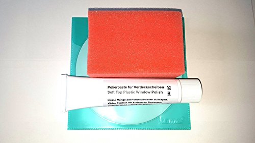 Verdeck Scheiben Politur Set für die Kunststoff (PVC) Verdeckscheibe b.z.w. Cabrioscheibe vom Peugeot Cabrio