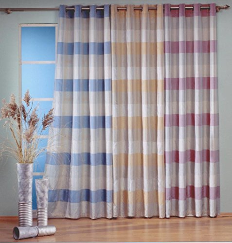 fashion and joy Ösenschal aus edlem Karo TAFT in Beere pink mit Perlmutt Schimmer - Dekoschal HxB 230x135 cm - Gardine rosa Vorhang rosé Typ354