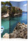 RAUMTEILER/PARAVENT B&D XXL - Paravent Raumteiler Innen Meer Boot Insel Steg 135x172 cm 3-teilig Einseitig Raumtrenner Raum Trennwand Holz Room Divider Spanische Wand Raum Abtrennung blau