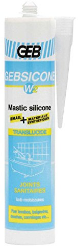 GEB 900032 Gebsicone W2 Mastic silicone pour joint sanitaire Cartouche 310 ml Translucide