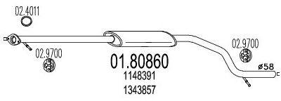 MTS Company 01.80860 Mittelschalldämpfer