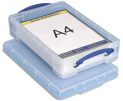 Really Useful 3-Pack Re-Usable Storage Boxes, 4 Litre Re-Stackable Clear Plastic Rectangular Boxes with Snap-Lock Handles