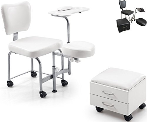 Polironeshop Athos – Professioneller Stuhl für Schönheitssalons, Massage, Pediküre, Maniküre, Kosmetikbehandlungen und Nageldesign, Ergonomisch und Komfortabel (Weiß)
