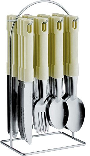 Prima 24 PC CUTLERY SET STAINLESS STEEL WITH TRAY/STAND (Cream with Stand)