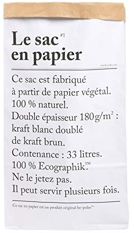 Be Poles LE SAC EN PAPIER DIE PAPIERTASCHE 33L AUFBEWAHRUNGSPAPIERTASCHE KRAFTPAPIERTASCHE BE POLES