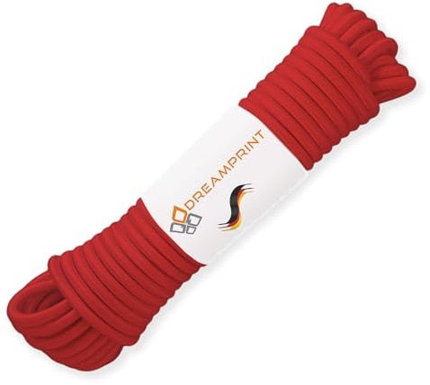 Dreamprint Expanderseil 20m Rot 6mm Ø - Gummiseil, Planenseil, elastisches Seil für Innen & Außen - Wetterfest & Reißfest - Ideal für Ladungssicherung, Planenbefestigung, Camping & Outdoor