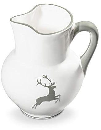 GMUNDNER KERAMIK Krug Wiener Form Füllmenge : 1 Liter grauer Hirsch Geschirr, handgemacht in Österreich