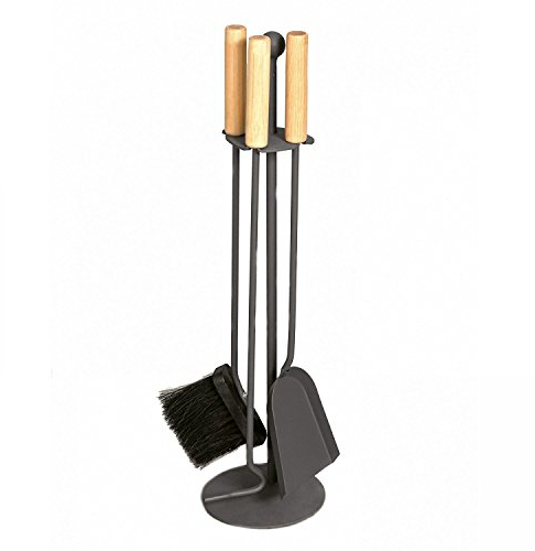 raik 21.02.718.2 Kaminbesteck, 3-teilig, anthrazit, Holzgriffe, 64cm