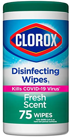 Clorox Disinfecting Cleaning Wipes, Bleach Free, Fresh Scent, 75 Count (Pack May Vary)
