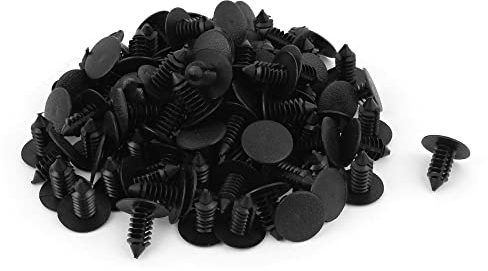 sourcing map 100stk.Kunststoff Nieten 8mm Loch Befestigungsclips Dia Verschluss Push Clips Schwarz für Auto