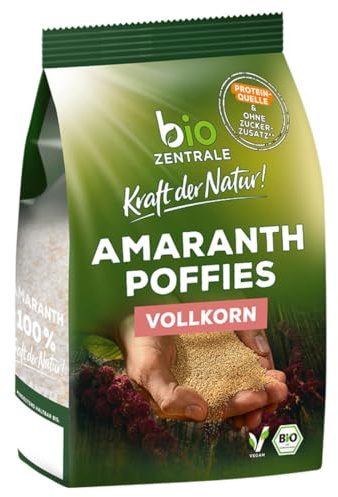 biozentrale Amaranth Poffies | 125 g | vegan | gepuffte, kleine Amaranth-Körner | Proteinquelle | für Müsli, Joghurt & bunte Frühstücks-Bowls