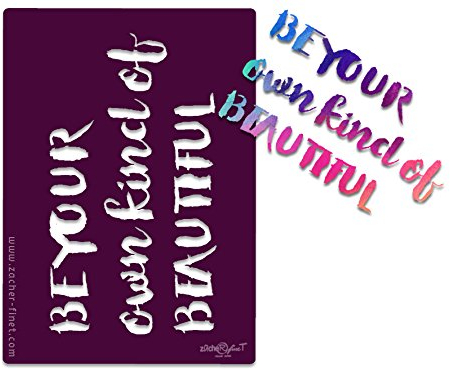 zAcheR-fineT-design Schablone Beautiful - Street Art Typo Schriftzug - Motivschablone Text - Airbrusschablone - Scrapbookingschablone - für Acrylmalerei Basteln und mehr Siehe Musterfotos