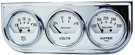 Auto Meter 2325 Autogage Öl-/Volt- und Wasseranzeige mit Chromstahl