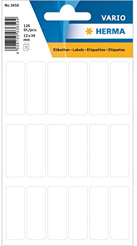 HERMA Selbstklebende Etiketten, 12 x 34 mm, weiß, 126 Stück