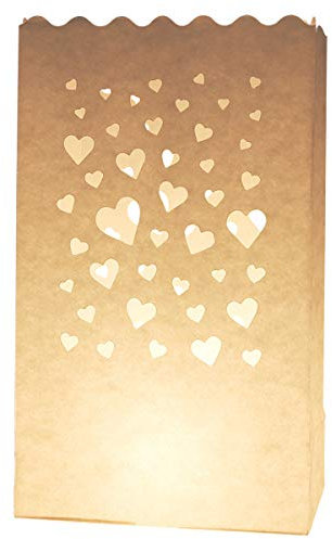 40 St. Herz Motive Kerzentüte Lichttüte Luminarias Candlebag Laterne Garten Windlicht Gartenlicht Tischdeko Hochzeit Deko